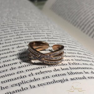 Anillo tres hileras con piedra