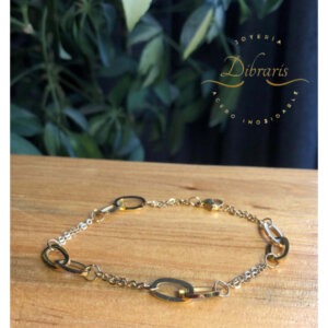 Pulsera elipses y cadena dorada